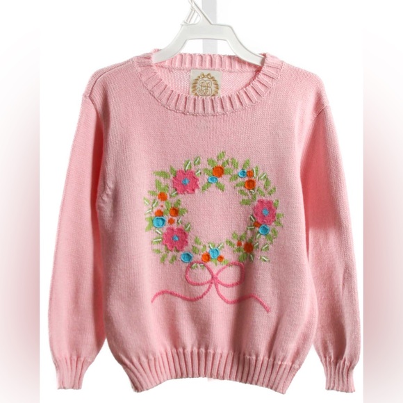 The Beaufort Bonnet Company Other - Beaufort Bonnet Company Isabelles Intarsia Wreath Sweater Palm Beach Pink Sz 5